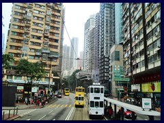 Causeway Road/Kings Road, Causeway Bay, an important thouroughfare for doubledecked trams. It is the same road as Hennessy Road in Wan chai.